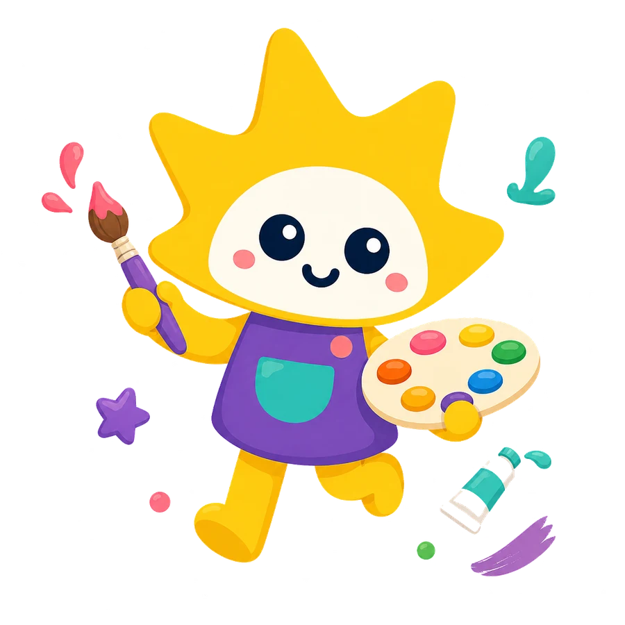 Lumi painting with a palette