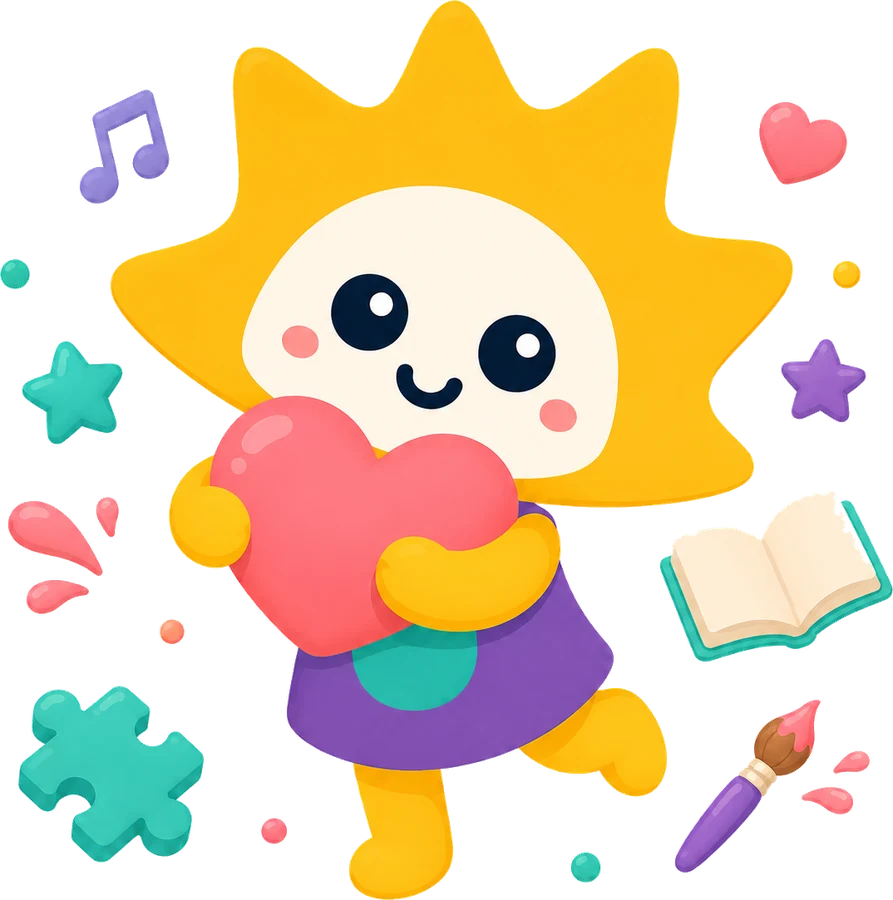 Lumi hugging a heart